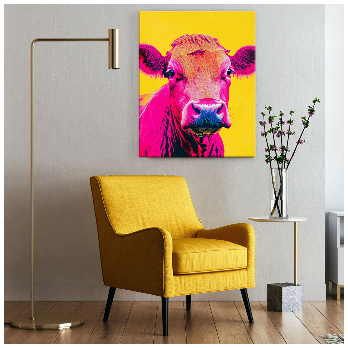 Neon Cow Pop Art Colorful Canvas Wall Art