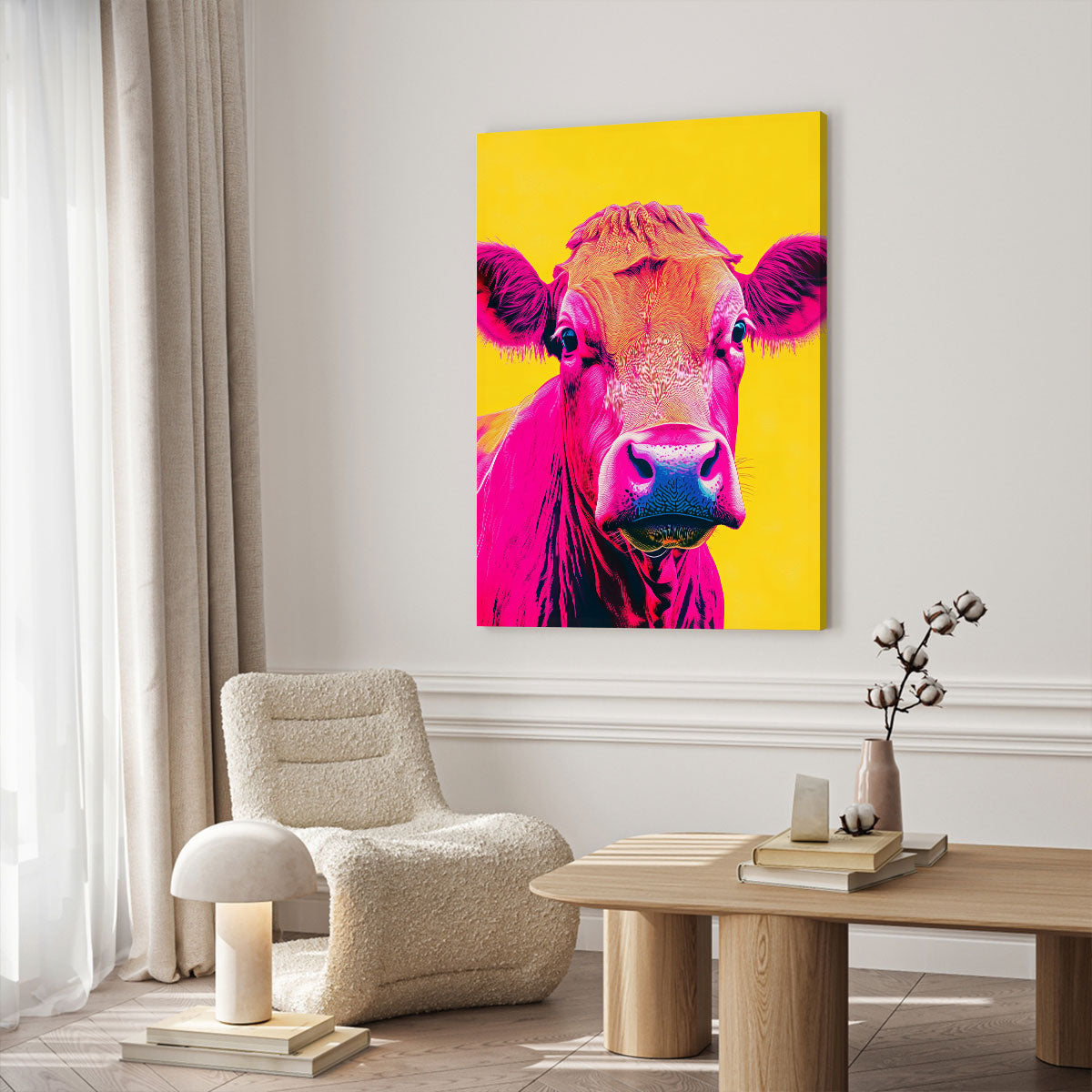 Neon Cow Pop Art Colorful Canvas Wall Art