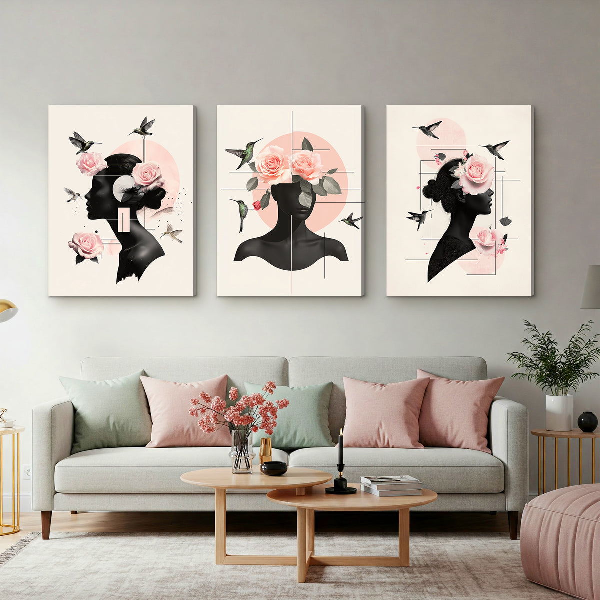 Rose Silhouette - Modern Minimalist Canvas Wall Art