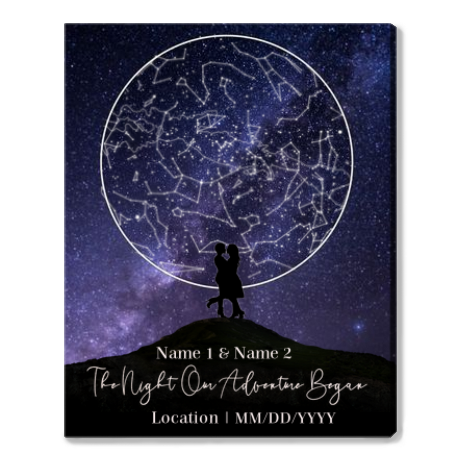 LGBT Custom Star Map By Date On Canvas Lesbian Couple Personalized Canvas Night Sky Star Map