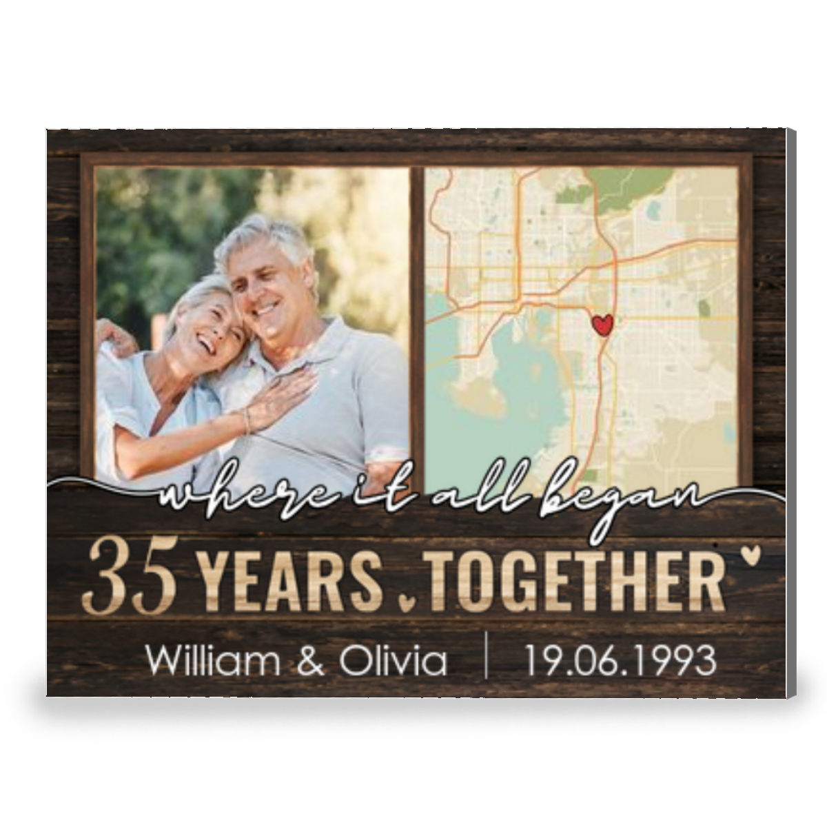 Where It All Began 35 Years Anniversary And City Map Canvas Print