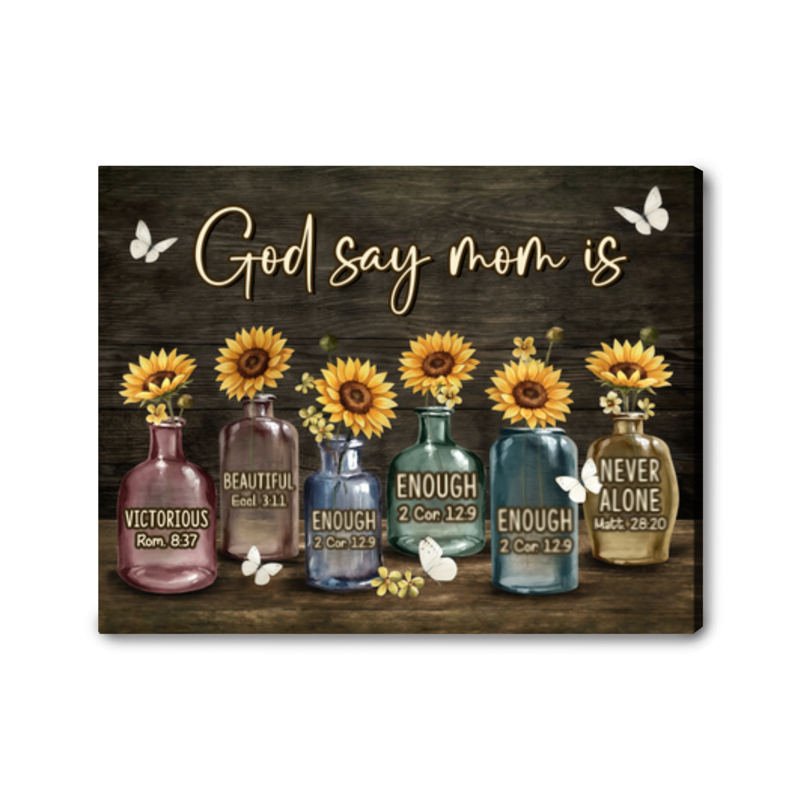 God Say Mom Is Sunflower Scripture Canvas - Mother's Day Gift for Mom Christian Faith Canvas Print