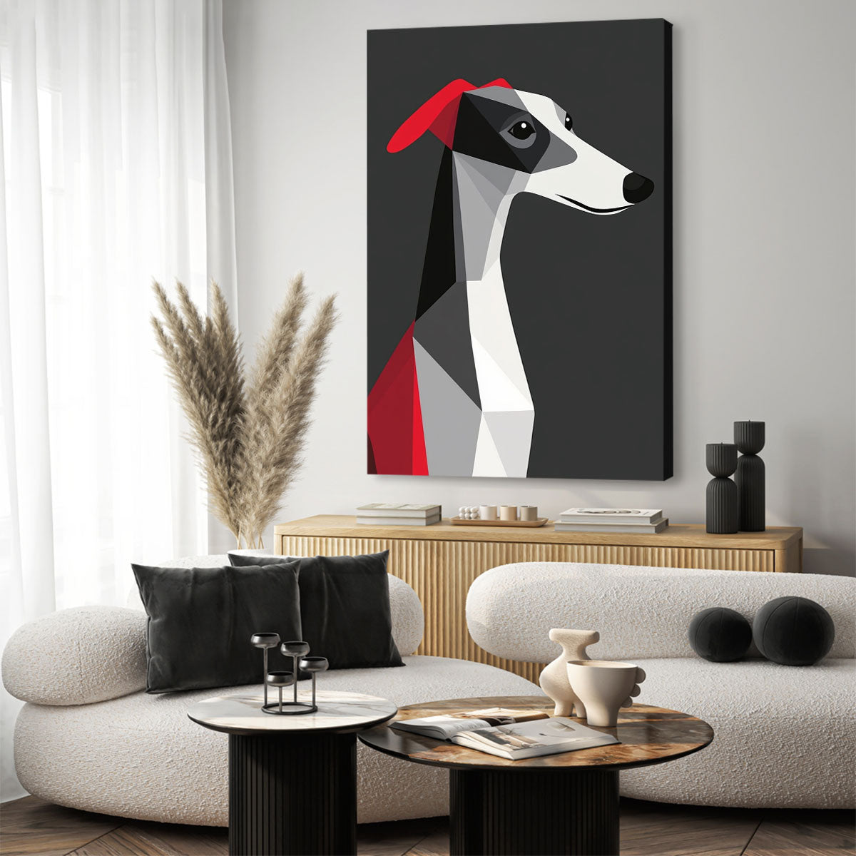 Geometric Art Style Greyhound Canvas