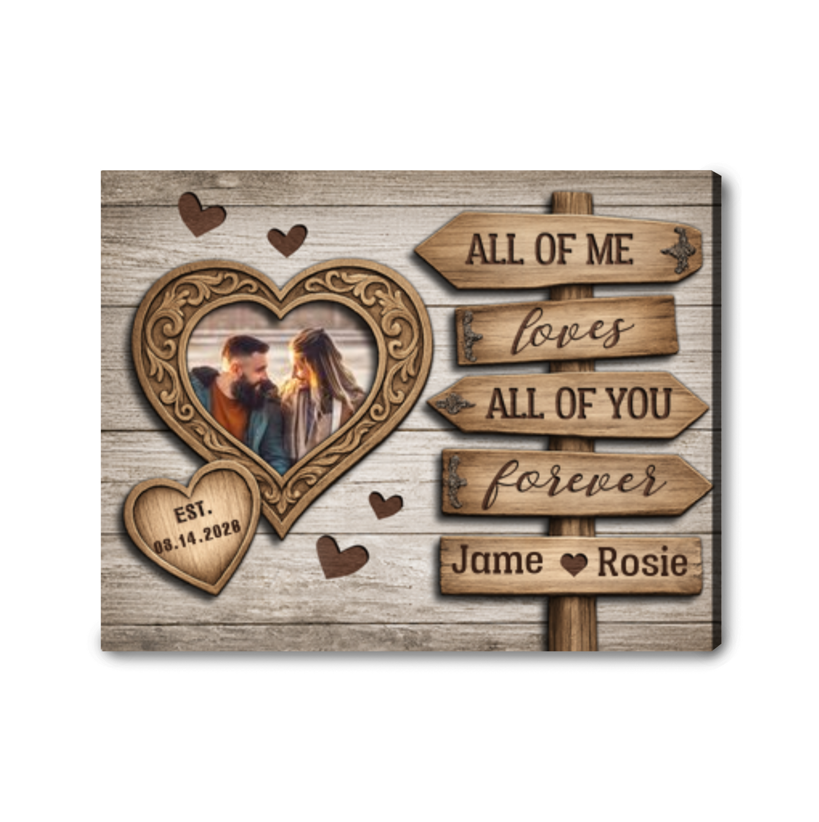 Personalized Couple Canvas Print Custom Photo Anniversary Gift Romantic Wall Art