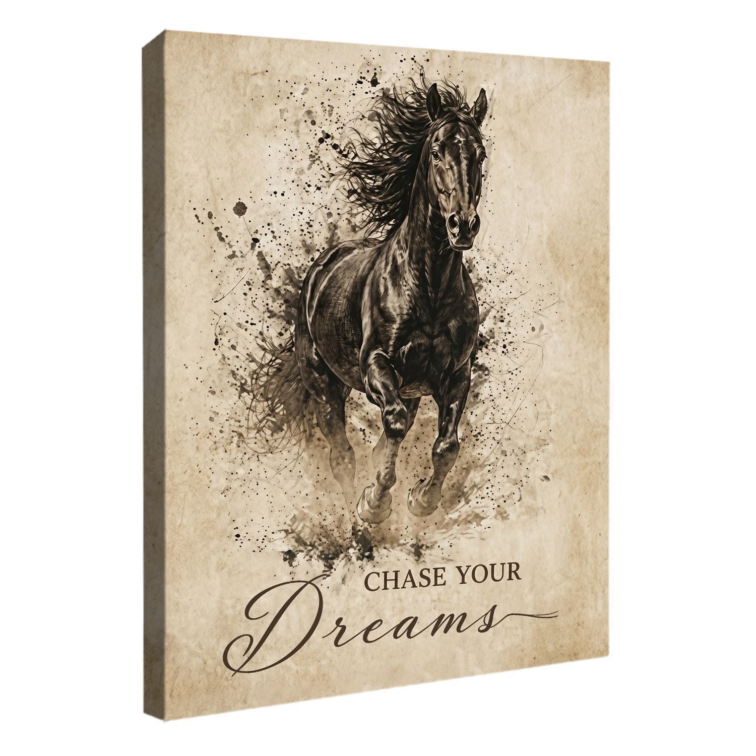 Running Horse Canvas Wall Art Motivational Quote Chase Your Dreams Equestrian Decor