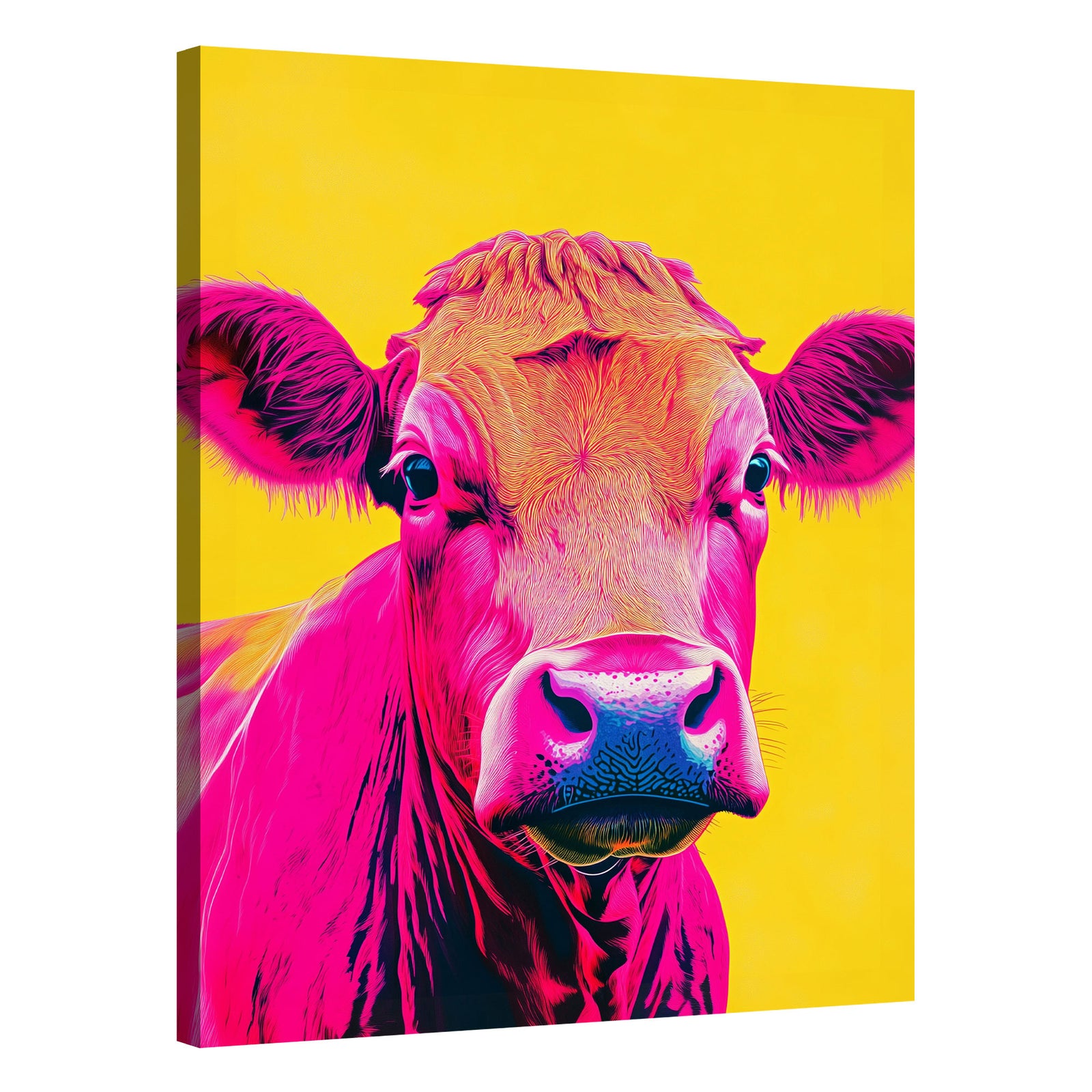 Neon Cow Pop Art  Colorful Canvas Wall Art