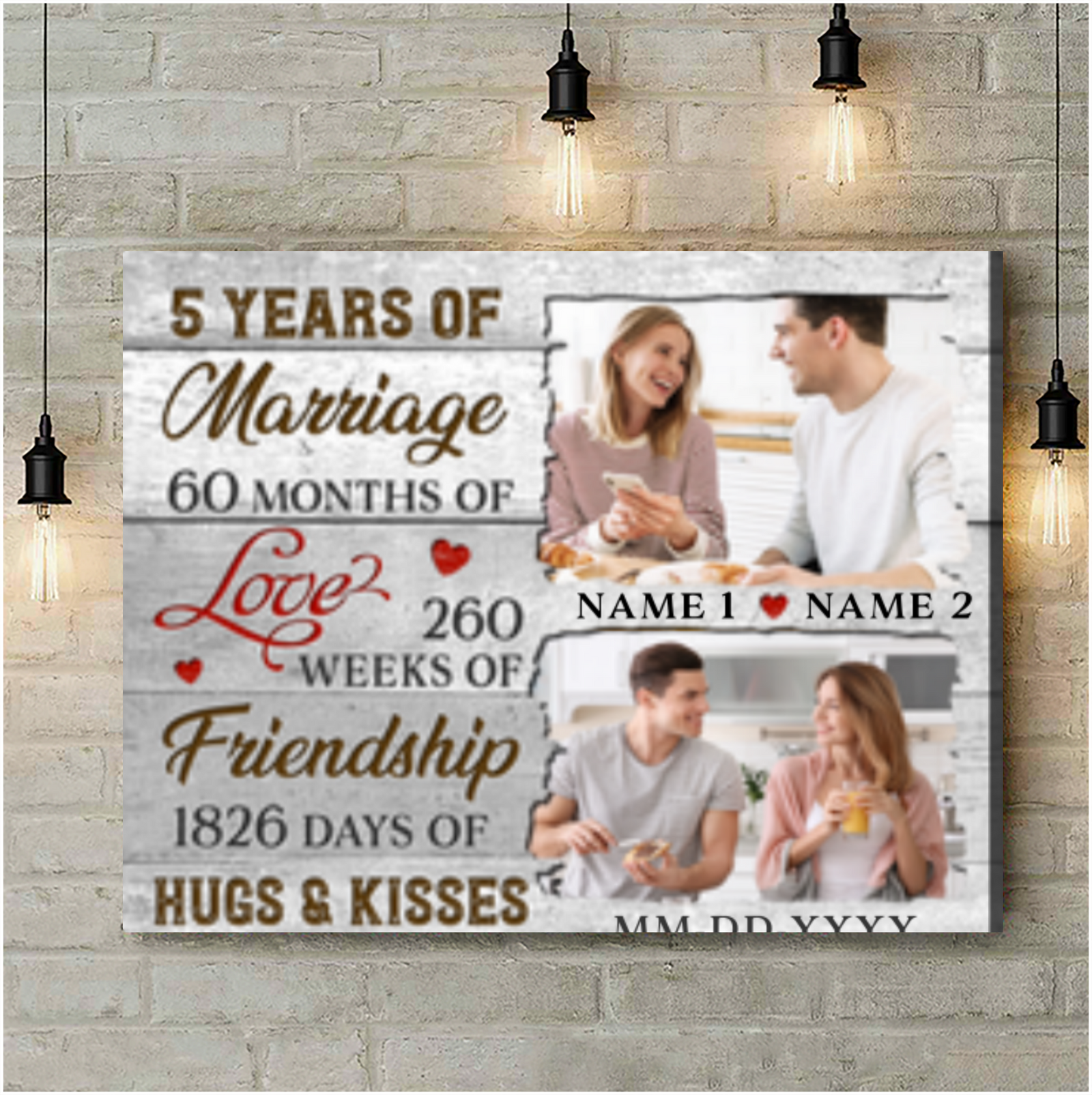Custom Canvas Prints Personalized Photo Gifts 5th Wedding Anniversary Gifts For Married Couple Wall Art Ohcanvas