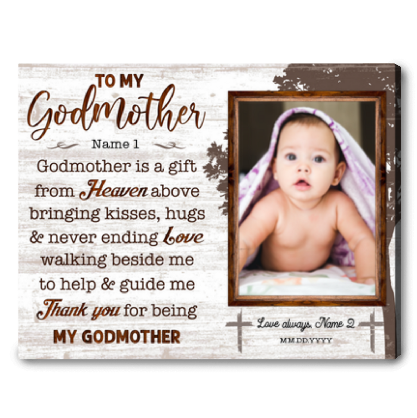 Custom To My Godmother Photo Canvas Print Amazing Mother's Day Gift Ideas