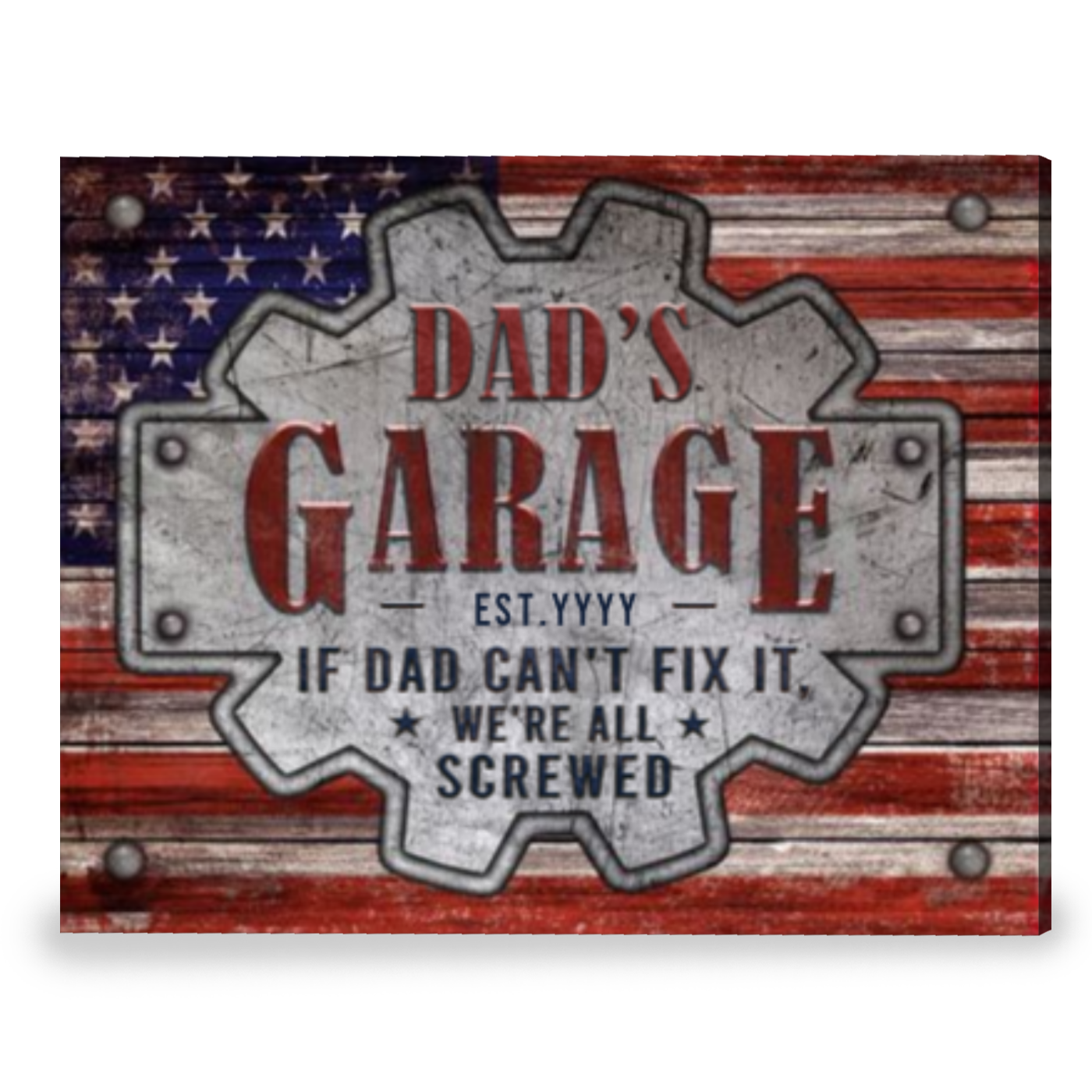 Funny Father's Day Gift Personalized Garage Sign For Dad Canvas Print