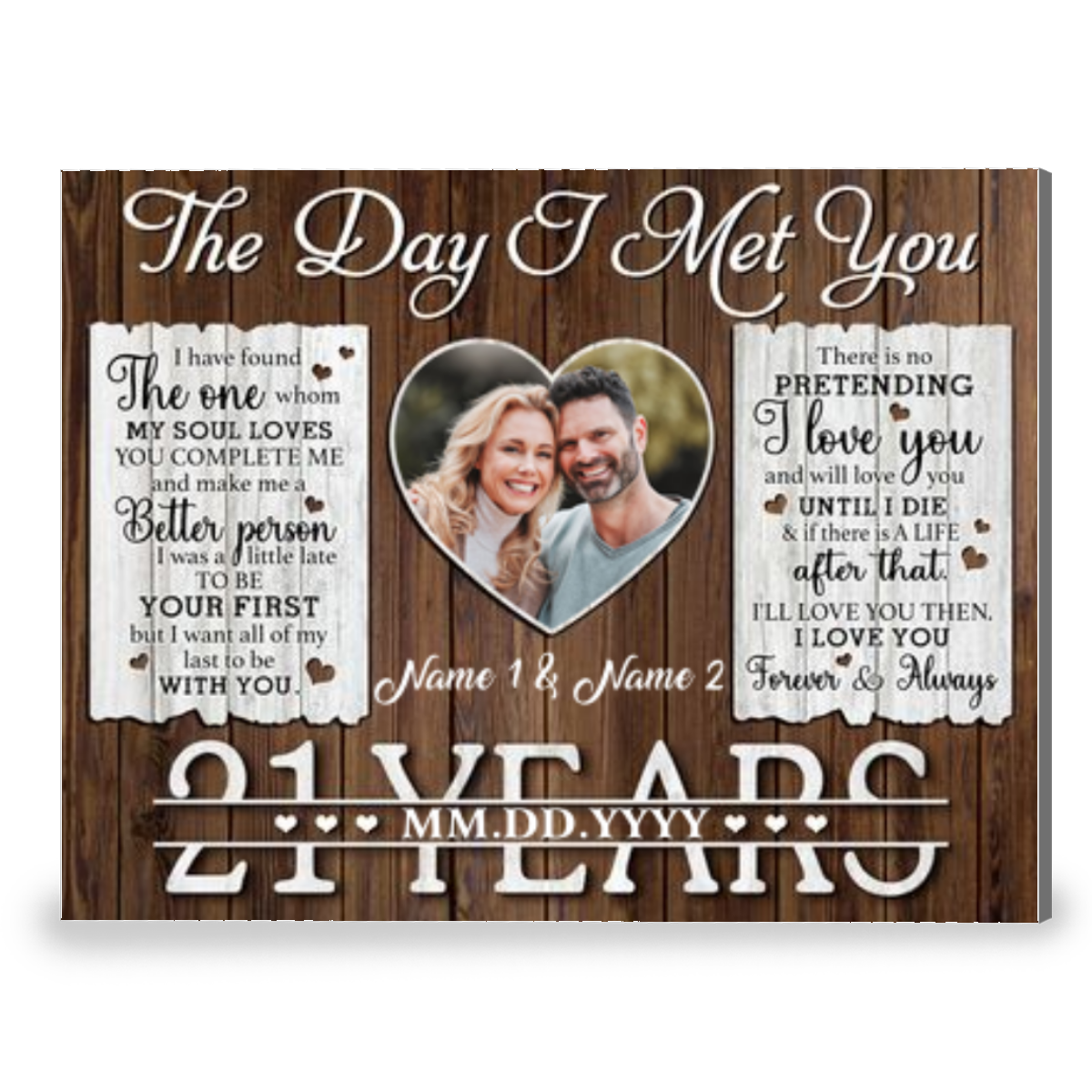 21 Years Anniversary The Day I Met You Custom Photo Canvas Prints