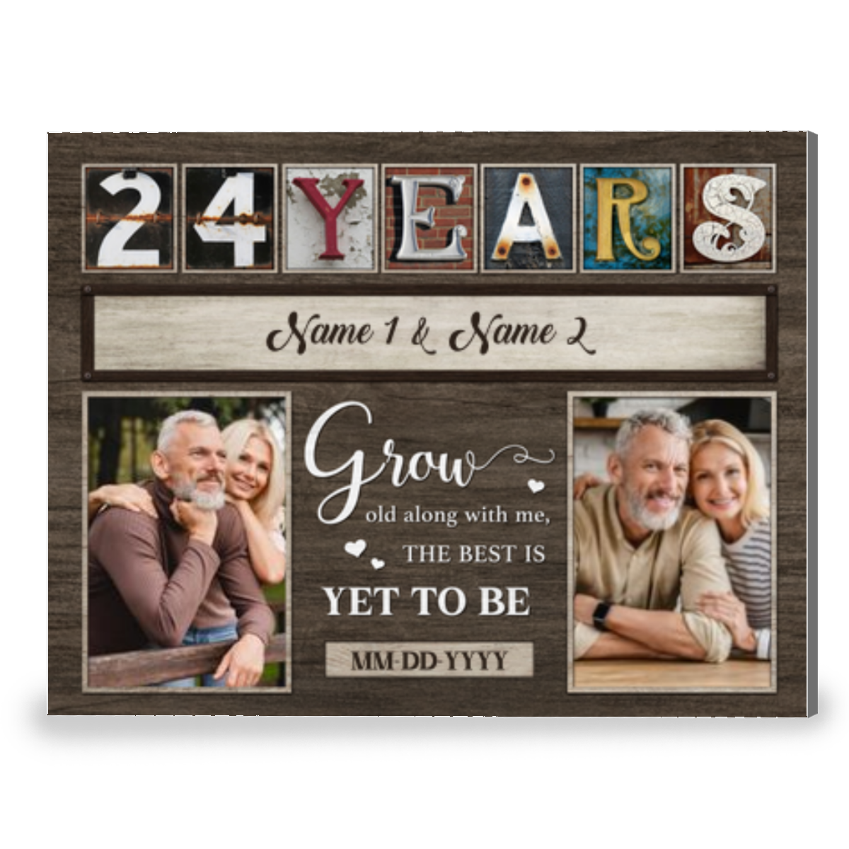 24th Anniversary Grow Old Along With Me Custom Photo Canvas Wall Art
