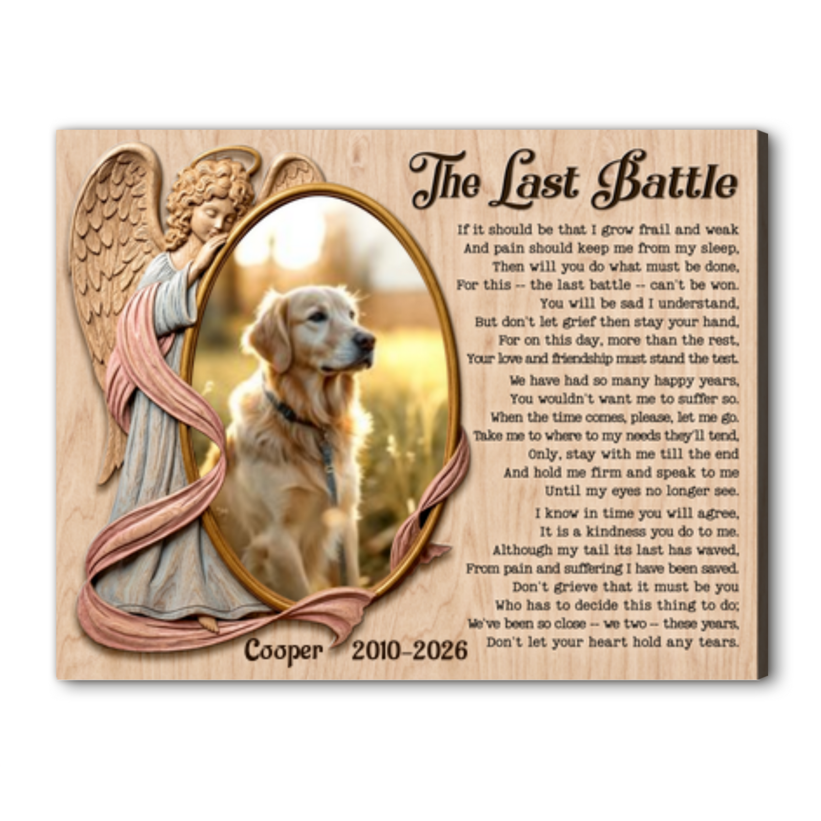 Custom Dog Remembrance Canvas -The Last Battle Poetry Print