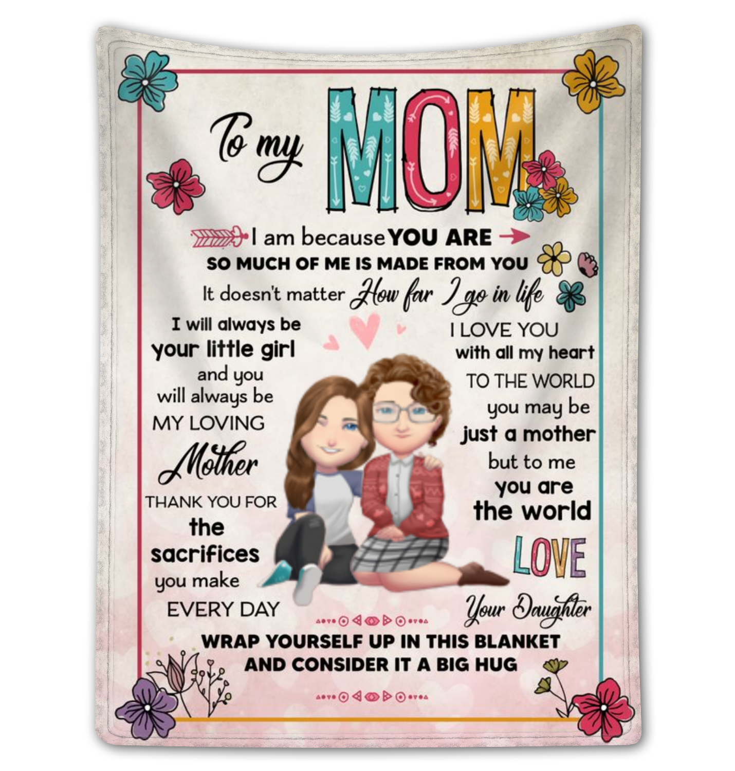 Personalized Mom's Day Gift From Daughter Beautiful Fleece Blanket For Mom
