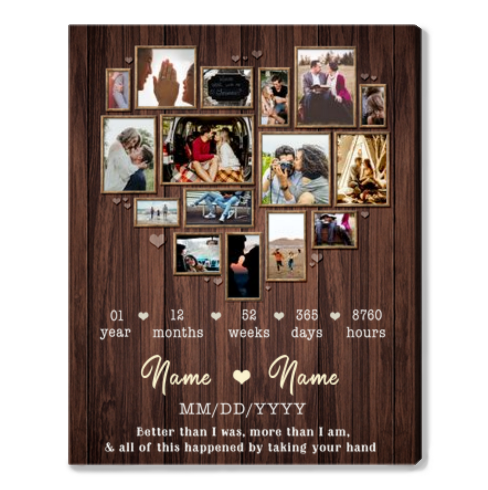 Personalized Photo Collage Canvas 1st Wedding Anniversary Present 