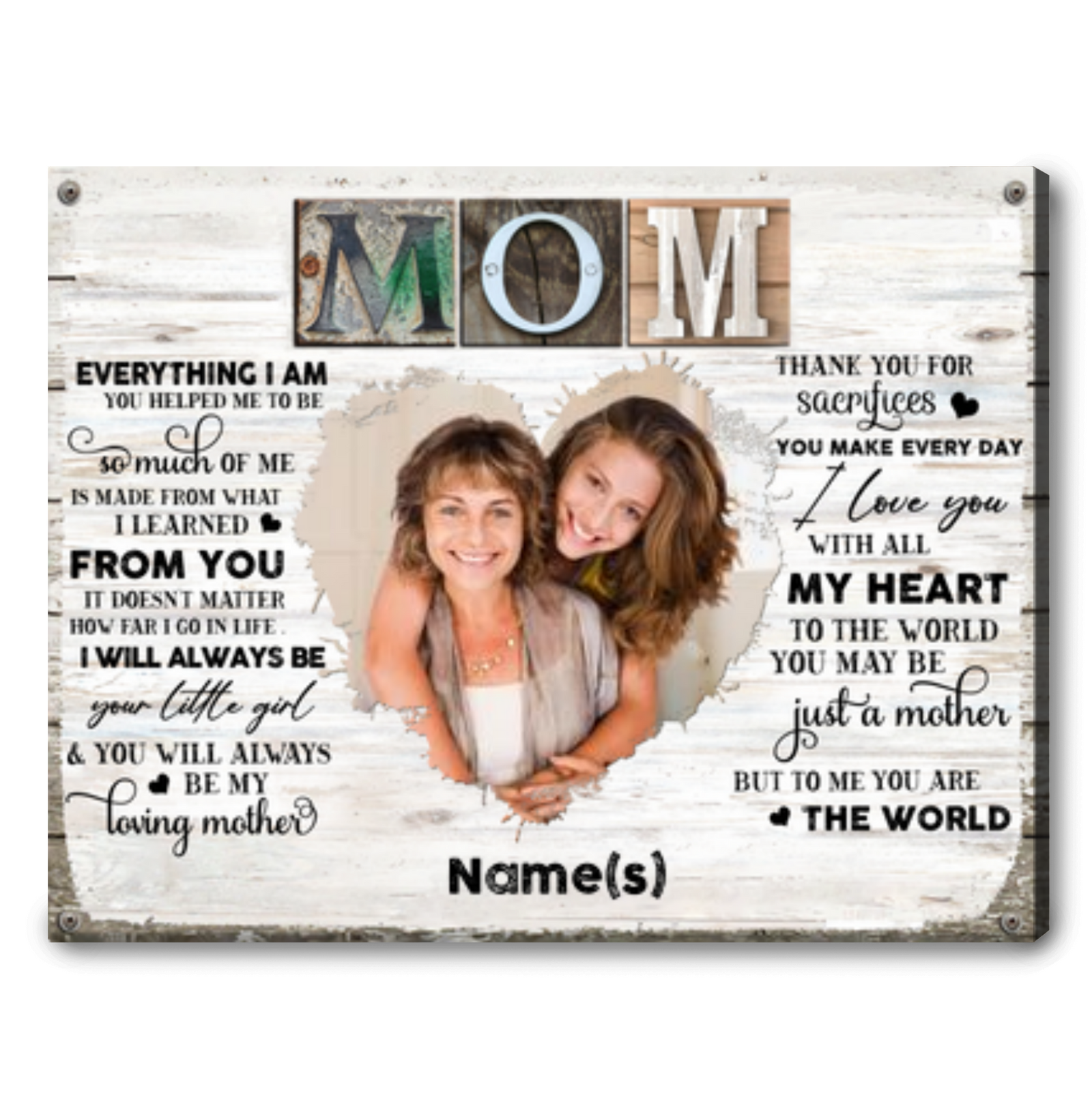 Sentimental Mother's Day Gift Custom Mom Everything I Am Canvas Print