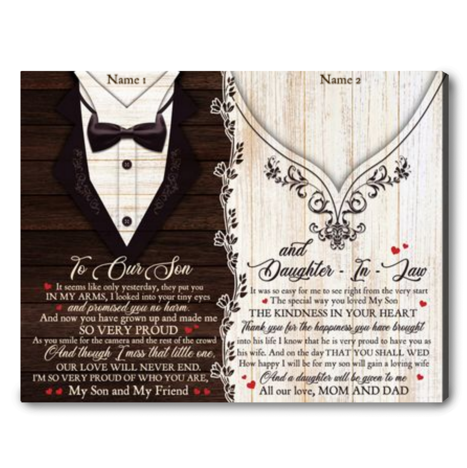 To Our Son And Daughter In Law Canvas Print Gift From Mom And Dad