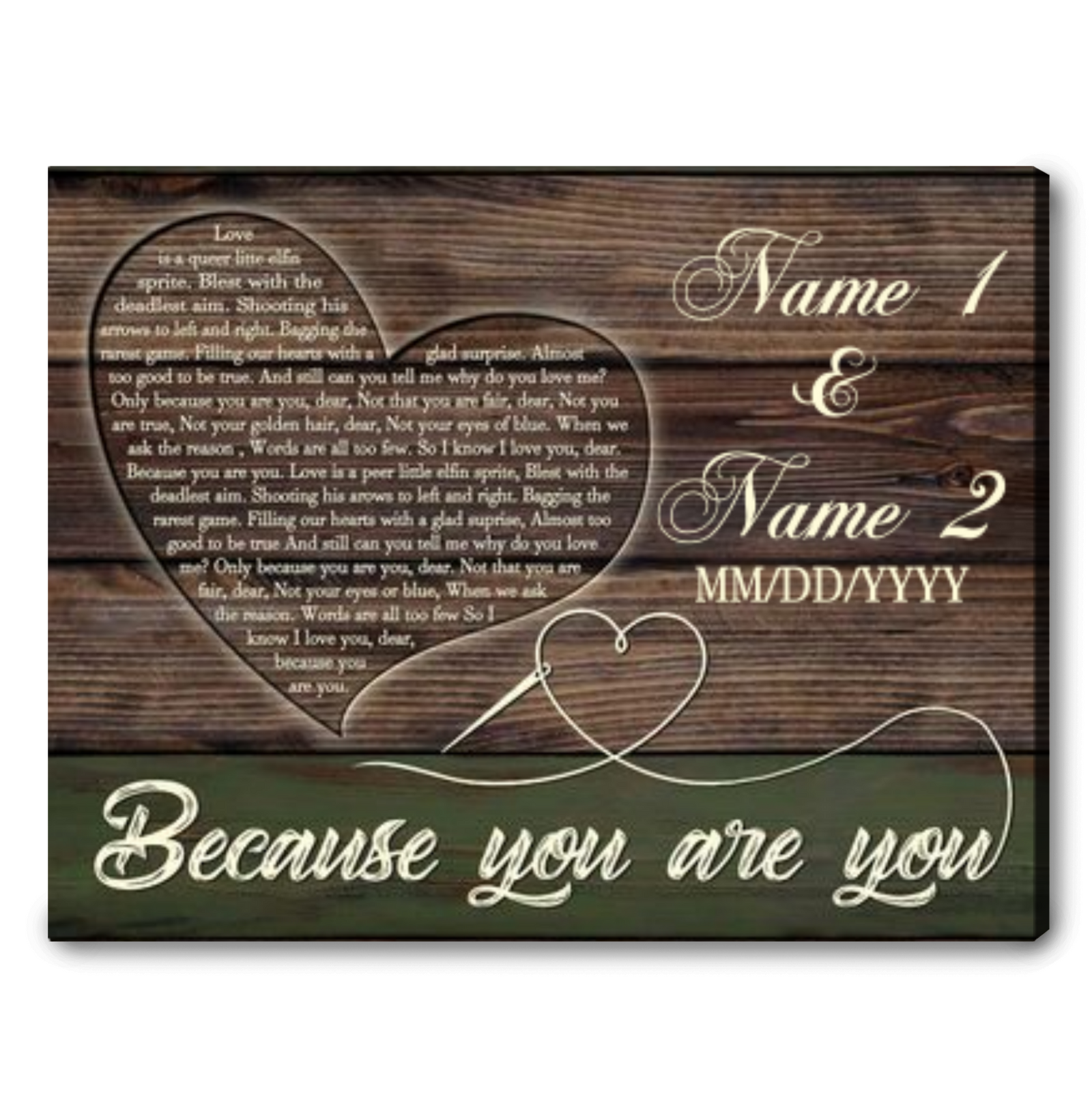 Personalized Wedding Gift For Couple Because You Are You Song