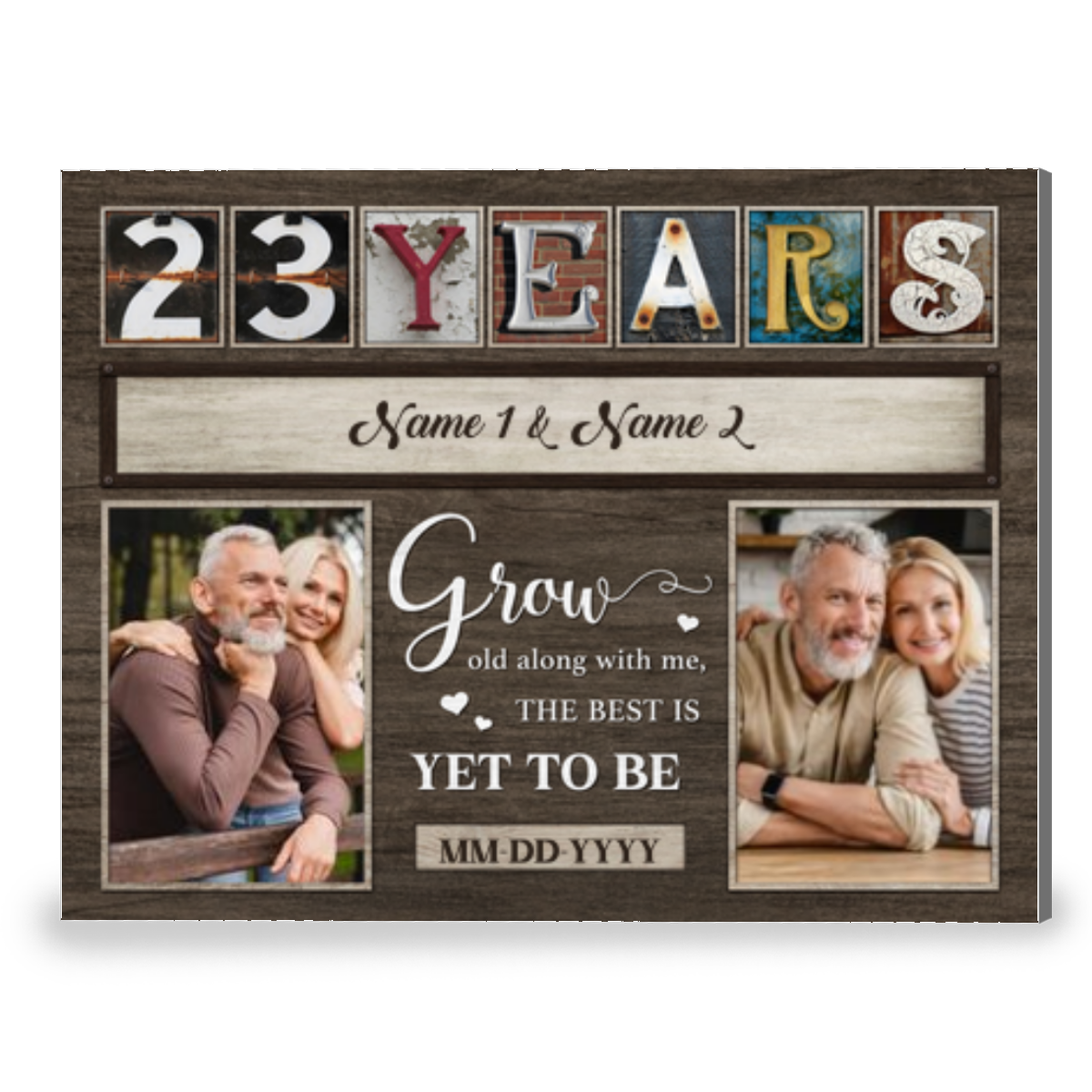 23rd Anniversary Grow Old Along With Me Custom Photo Canvas Wall Art