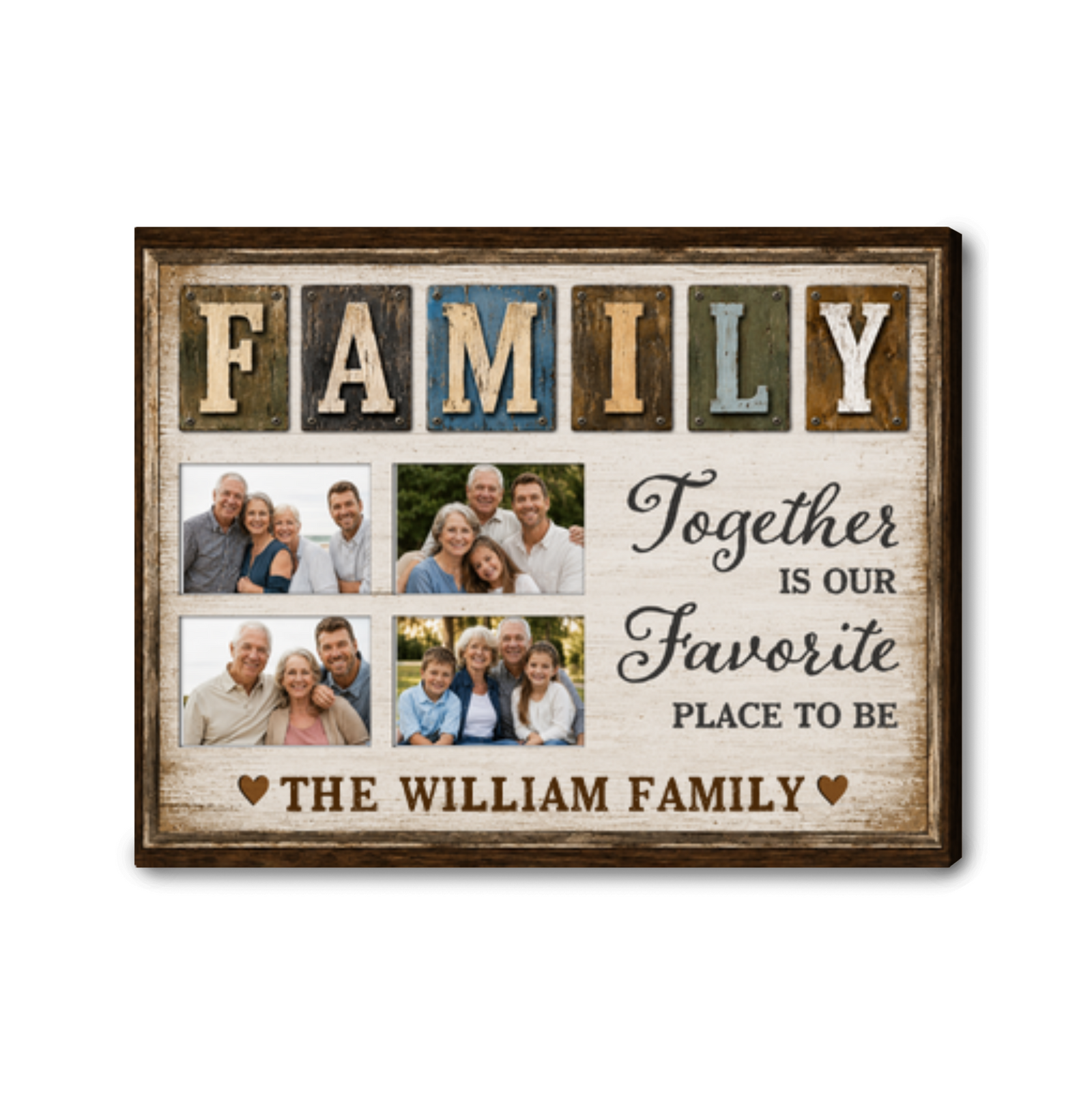 Personalized Family Photo Canvas Collage Custom Family Wall Art Gift