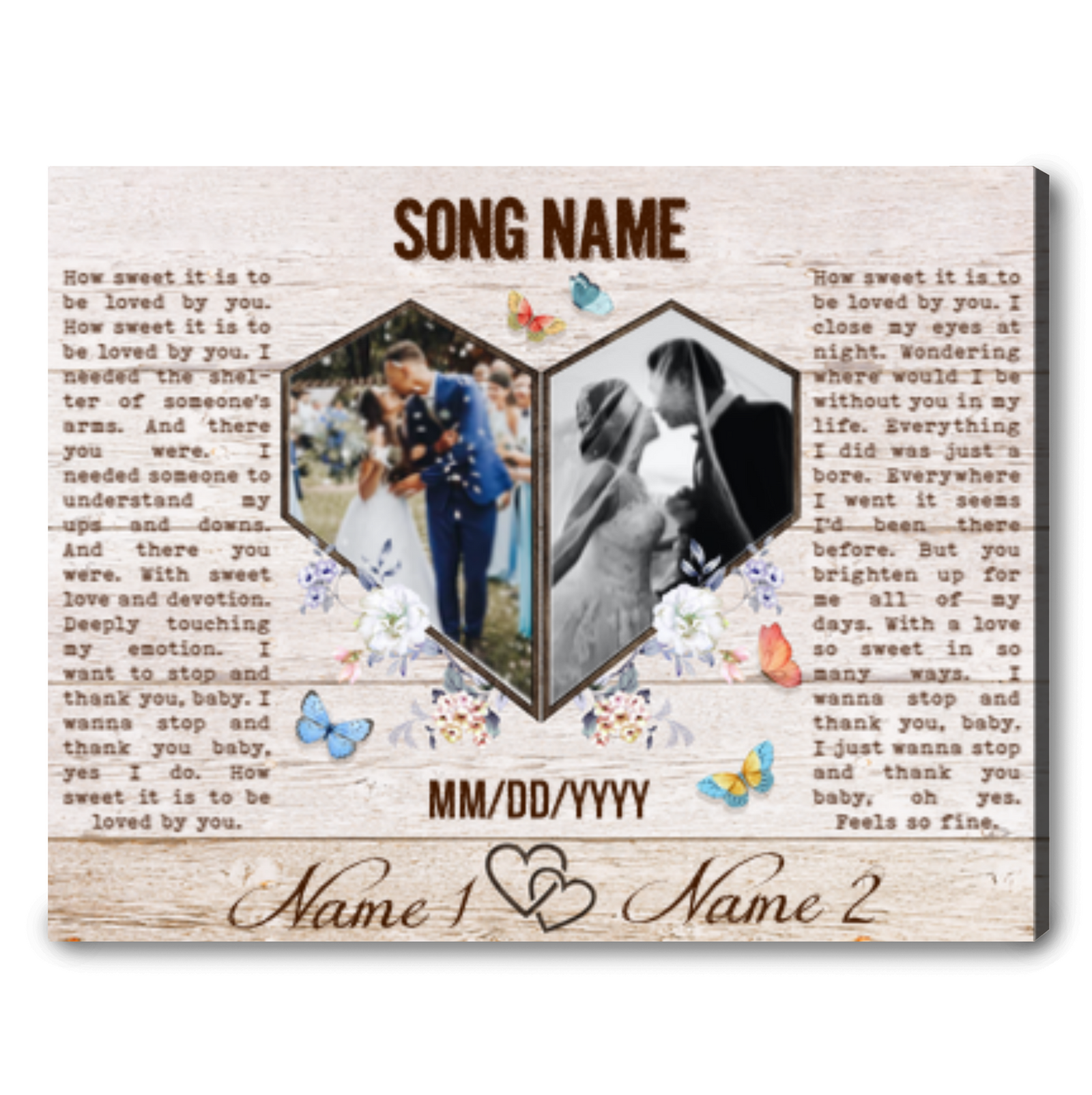 Personalized Wedding Gift For Couple Custom Song Lyrics Ideas