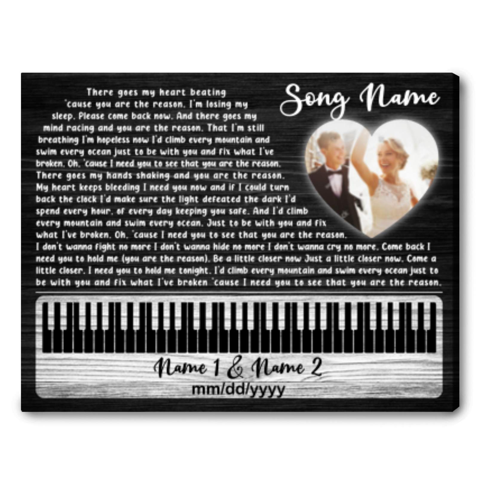 Personalized Song Lyrics Canvas Print Gift Idea Wall Art For Wedding