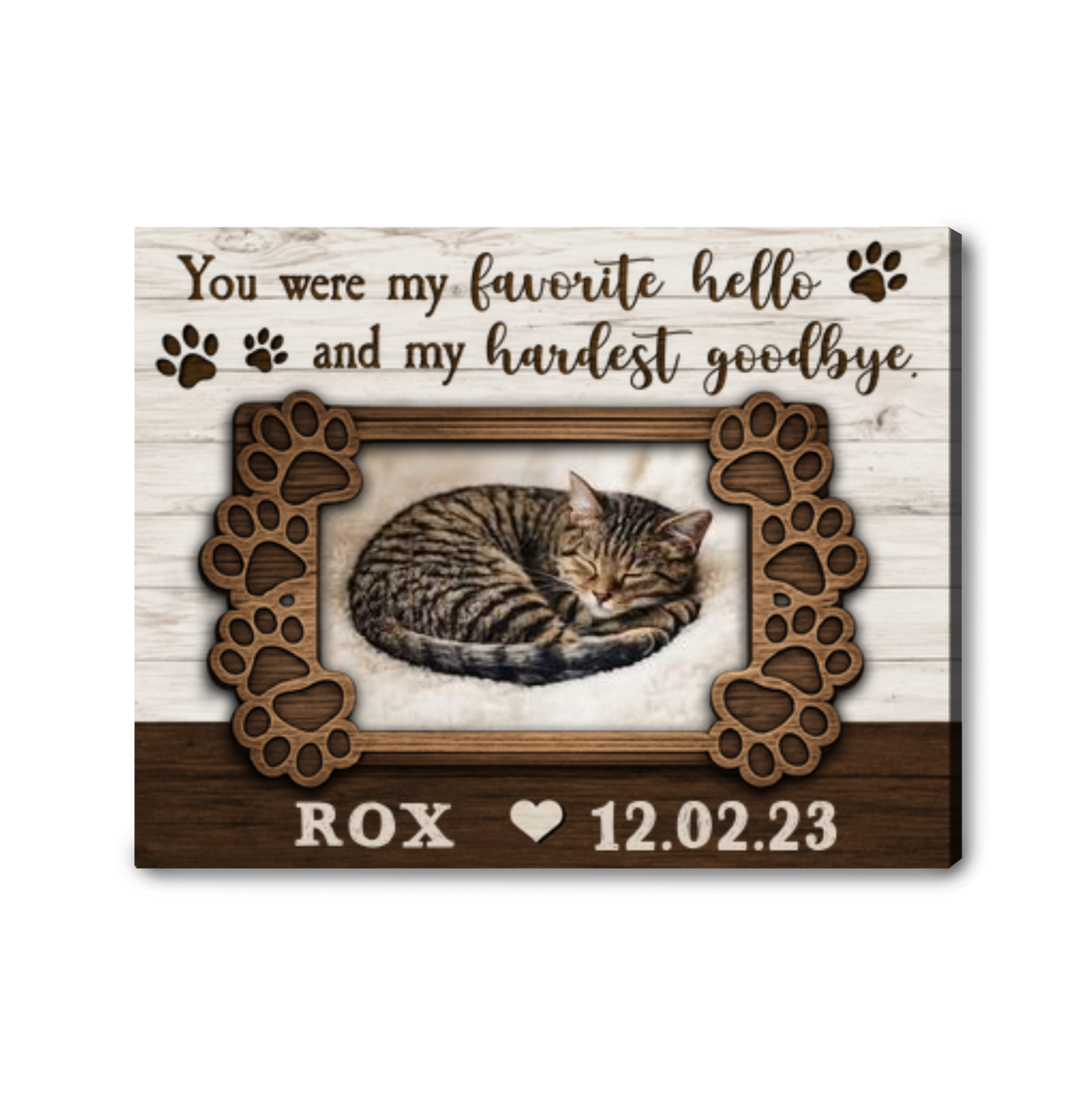 Personalized Pet Memorial Canvas Custom Pet Photo Paw Print Frame Sympathy Gift