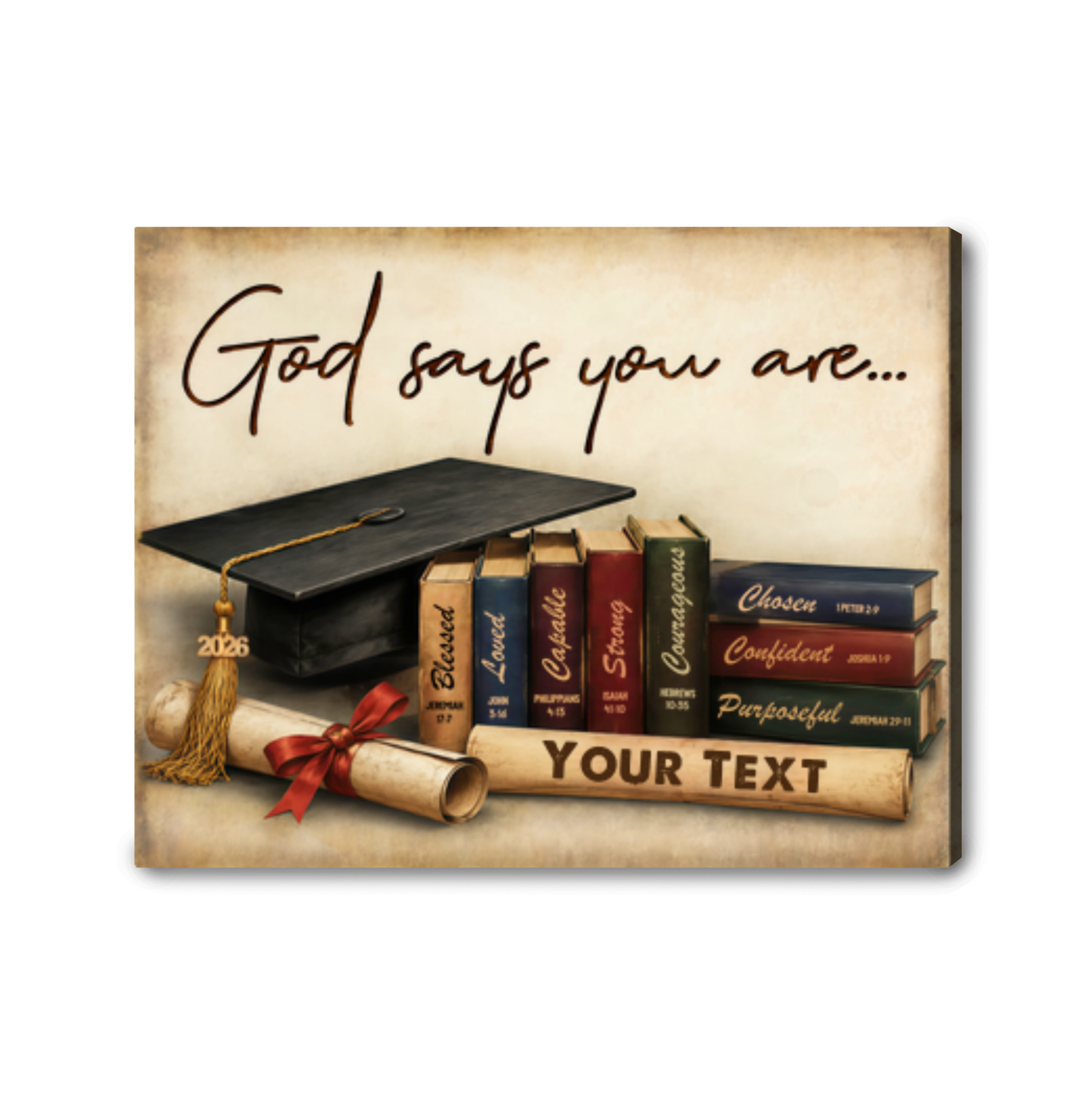 Personalized Graduation Canvas 2026 – God Says You Are Christian Graduate Gift with Name 
