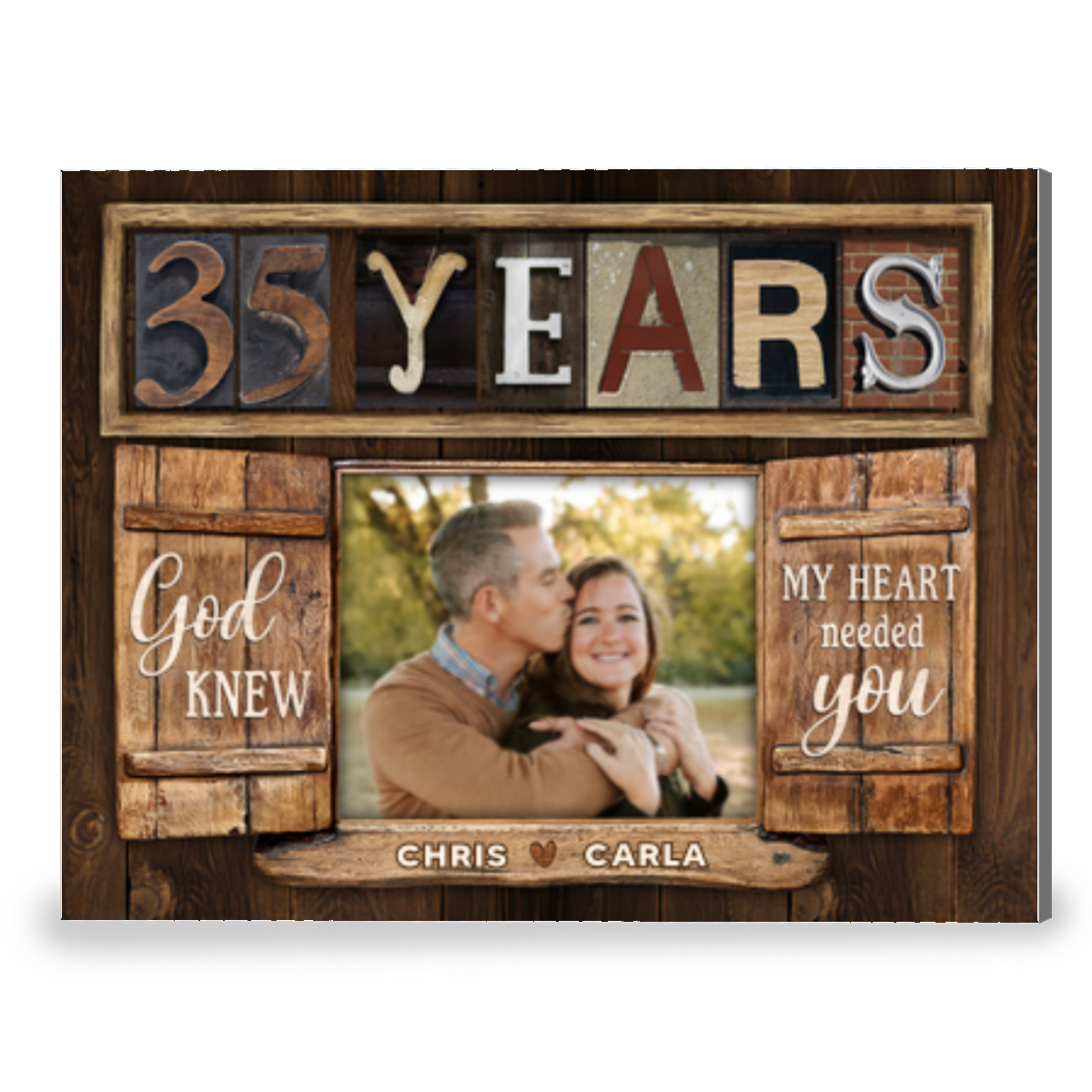Loving 35 Years Anniversary Gift Window Frame Personalized Canvas Photo Print For Couple