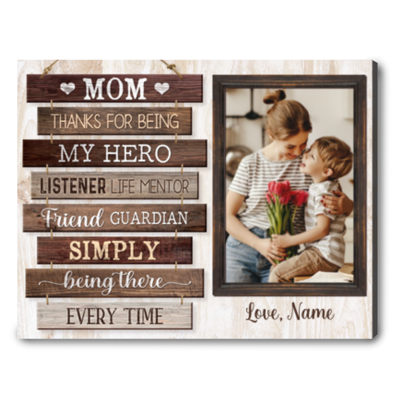 Custom Thank You Mom Canvas Print Grateful Mother's Day Gift Idea