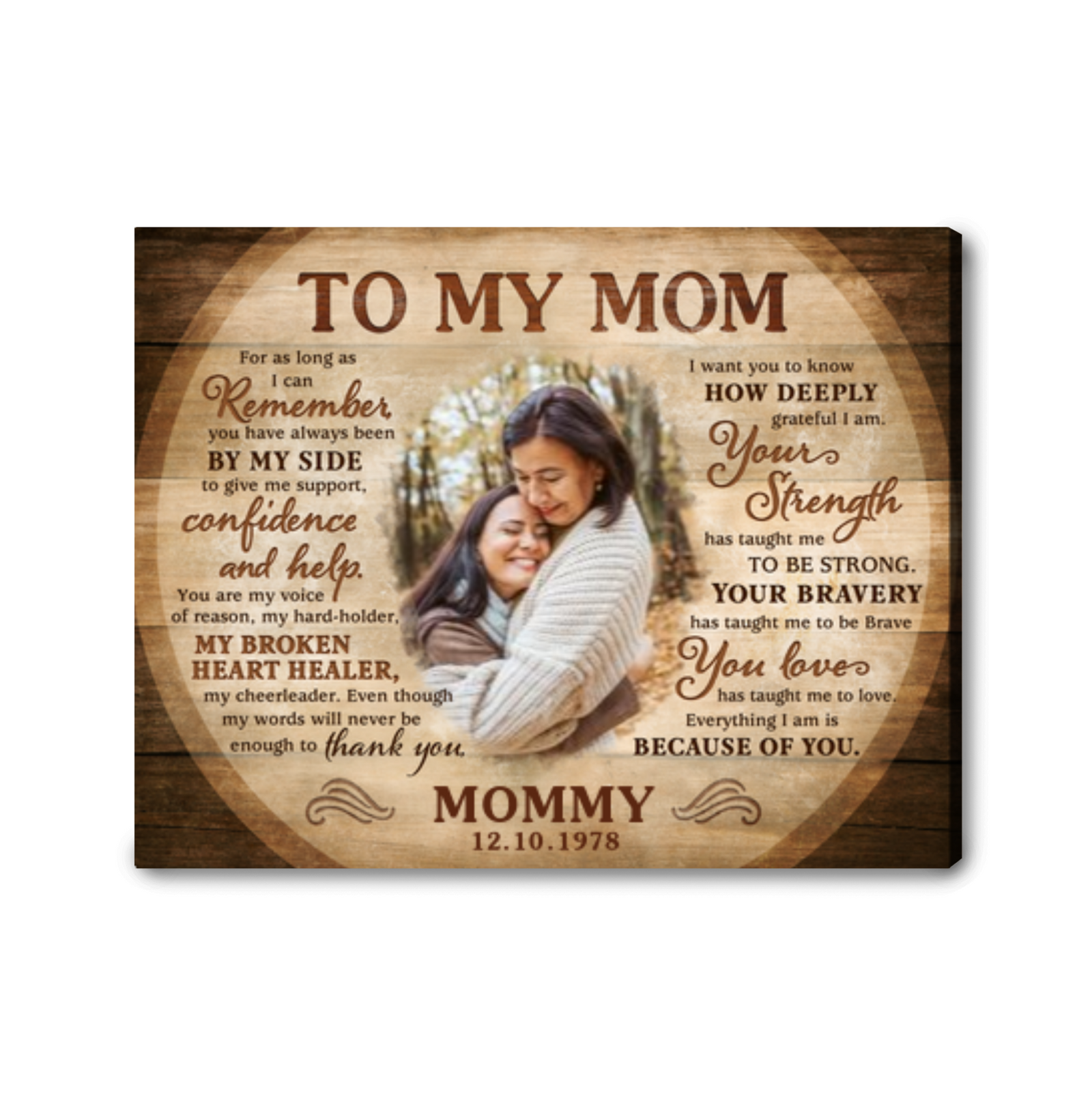 To My Mom Gift For Mother's Day Personalized Photo Wall Art Canvas