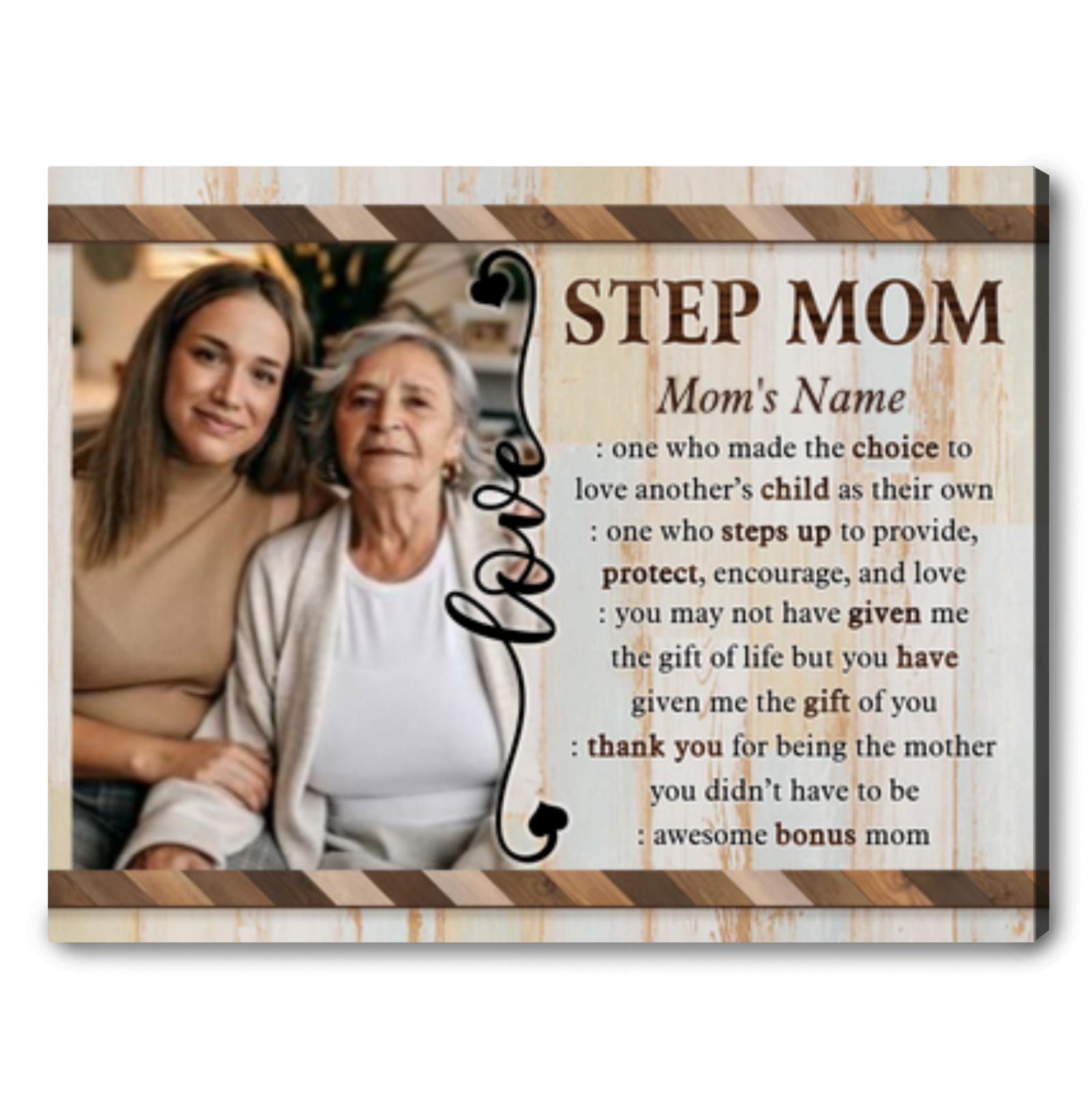 Customized Step Mom Canvas Print Gifts For Step Mom On Mother's Day