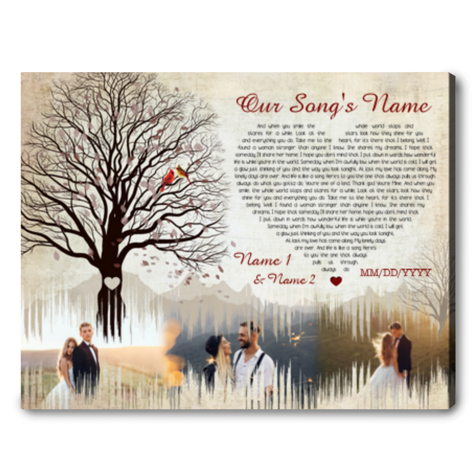 Heart Shaped Song Lyrics Canvas Custom Song Lyrics Couple Canvas Print Personalized Couple Gift